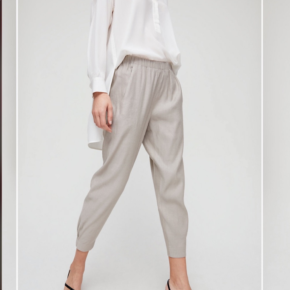 Aritzia cropped linen dress pant